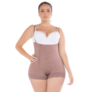 Faja tipo cachetera strapless postquirúrgica con cierre lateral y compresión abdominal