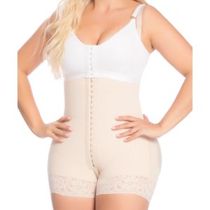 Faja tipo short de alta compresión con broches y doble refuerzo abdominal